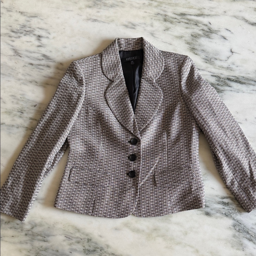 Kasper Women's Black and White Tweed Blazer